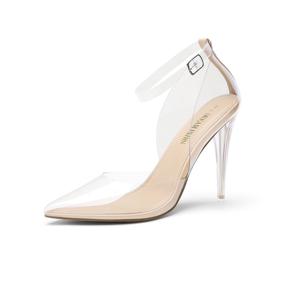 Dream Pairs Transparent Nude Pointed Heels